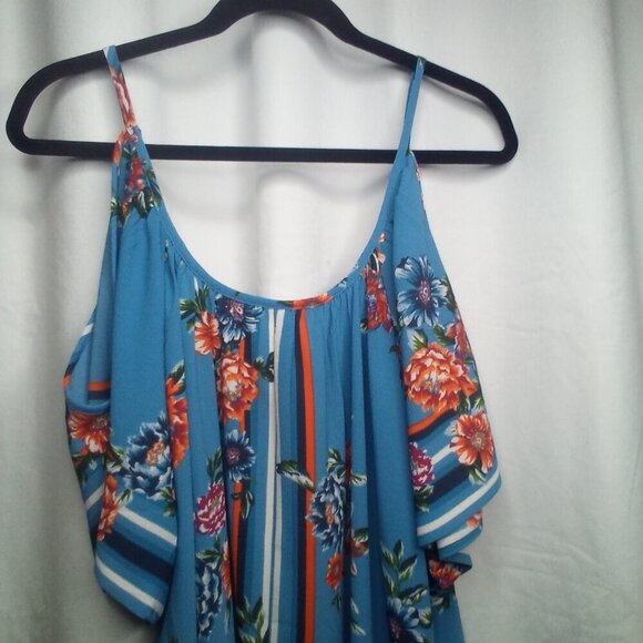 Venus Dress XL Cold Shoulder Short Sleeve Floral Blue - Picture 3 of 14